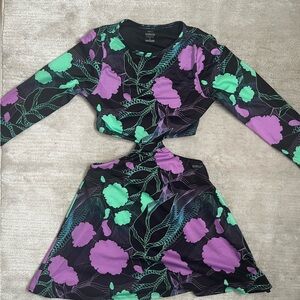 Purple and Green Floral Women's Dress